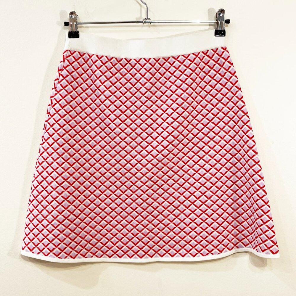 EUC Sandro Viviane Geo Print A-Line Knit Mini Skirt 2, Small $325 - Picture 4 of 7